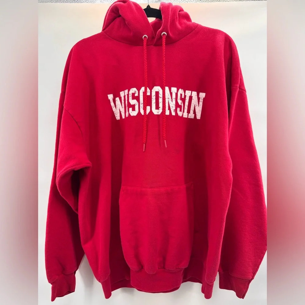 Wisconsin Hoodie Mens X-Large Red Pullover Sweatshirt - Picture 1 of 7